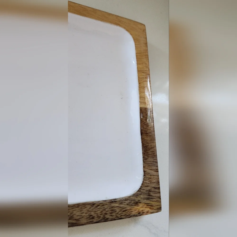 Mango‎ Wood Floral Vanity Tray Platter Catch-all Make Today Lovely New